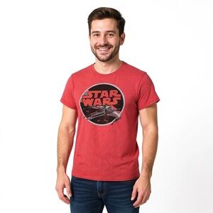 Star Wars Youth Boy's Short Sleeve T-Shirt Medium Red
